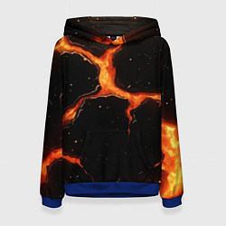 Женская толстовка Оранжевый разлом на черной текстуре