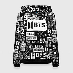Толстовка-худи женская Bangtan Boys pattern black, цвет: 3D-черный