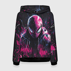 Толстовка-худи женская Человек-паук и розовая краска, цвет: 3D-черный