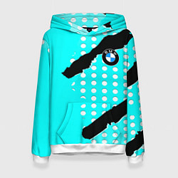 Толстовка-худи женская BMW sport краски, цвет: 3D-белый