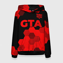 Толстовка-худи женская GTA - red gradient посередине, цвет: 3D-черный