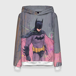Толстовка-худи женская Бэтмен с розовым плащом, цвет: 3D-белый