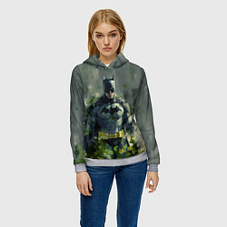 Толстовка-худи женская Бэтмен зеленые краски, цвет: 3D-меланж — фото 2