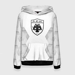 Толстовка-худи женская AEK Athens white poly, цвет: 3D-черный