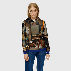 Толстовка-худи женская Мастерская художника, цвет: 3D-синий — фото 2