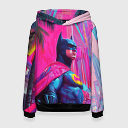 Толстовка-худи женская Бэтмен в розовом стиле, цвет: 3D-черный