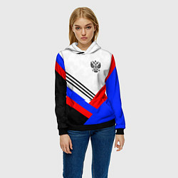 Толстовка-худи женская Герб России - минимализм, цвет: 3D-черный — фото 2