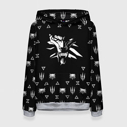 Толстовка-худи женская Ведьмак логотипы, цвет: 3D-меланж