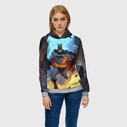 Толстовка-худи женская Бэтмен в прыжке, цвет: 3D-меланж — фото 2