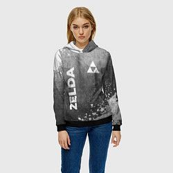 Толстовка-худи женская Zelda - grey gradient вертикально, цвет: 3D-черный — фото 2
