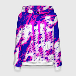 Толстовка-худи женская Monster energy краски гранж, цвет: 3D-белый