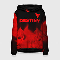 Толстовка-худи женская Destiny - red gradient посередине, цвет: 3D-черный