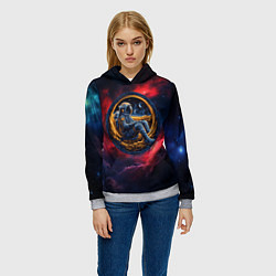 Толстовка-худи женская Космонавт сидит в луне, цвет: 3D-меланж — фото 2