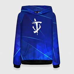 Толстовка-худи женская Doom blue poly, цвет: 3D-черный