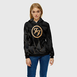 Толстовка-худи женская Foo Fighters golden poly, цвет: 3D-черный — фото 2