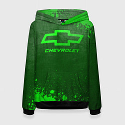 Толстовка-худи женская Chevrolet - green gradient, цвет: 3D-черный