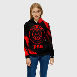 Толстовка-худи женская PSG - red gradient, цвет: 3D-черный — фото 2