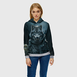 Толстовка-худи женская Солдат волк, цвет: 3D-меланж — фото 2