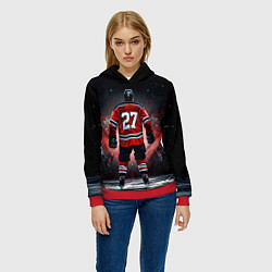Толстовка-худи женская Хоккеист на черном, цвет: 3D-красный — фото 2