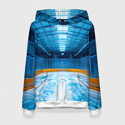 Толстовка-худи женская Хоккейная коробка, цвет: 3D-белый