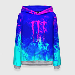 Толстовка-худи женская Monster energy дым неоновый, цвет: 3D-меланж