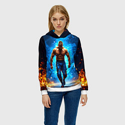 Толстовка-худи женская Реслер в огне, цвет: 3D-белый — фото 2