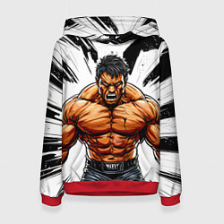 Толстовка-худи женская Мощный реслер, цвет: 3D-красный