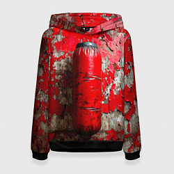 Толстовка-худи женская Красная боксерская груша, цвет: 3D-черный