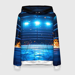 Толстовка-худи женская Синий ринг в огне, цвет: 3D-белый