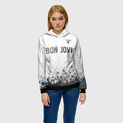 Толстовка-худи женская Bon Jovi - white gradient посередине, цвет: 3D-черный — фото 2
