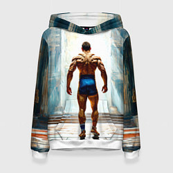 Толстовка-худи женская Греко-римский борец, цвет: 3D-белый