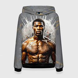 Толстовка-худи женская Мухаммед Али на сером, цвет: 3D-черный