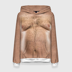Толстовка-худи женская Волосатое тело толстяка, цвет: 3D-белый