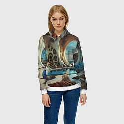 Толстовка-худи женская Современная пещера, цвет: 3D-белый — фото 2