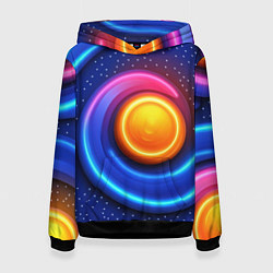 Женская толстовка Оранжевый круг и голубые линии текстура