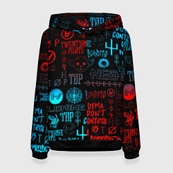 Толстовка-худи женская Twenty one pilots rock pattern, цвет: 3D-черный