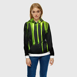 Толстовка-худи женская Слизь зеленая текстура, цвет: 3D-белый — фото 2