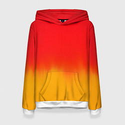 Толстовка-худи женская Абстракция с красным и желтым, цвет: 3D-белый