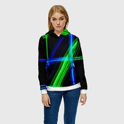 Толстовка-худи женская Color blue black green, цвет: 3D-белый — фото 2