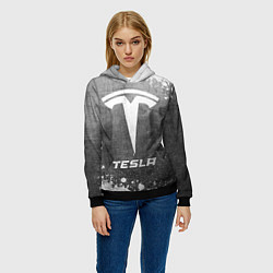 Толстовка-худи женская Tesla - grey gradient, цвет: 3D-черный — фото 2