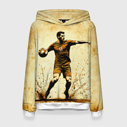 Толстовка-худи женская Гандболист на бежевом, цвет: 3D-белый
