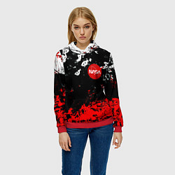 Толстовка-худи женская Nasa краски, цвет: 3D-красный — фото 2