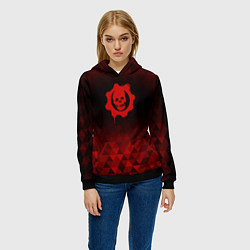 Толстовка-худи женская Gears of War red poly, цвет: 3D-черный — фото 2