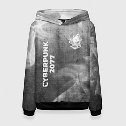 Толстовка-худи женская Cyberpunk 2077 - grey gradient вертикально, цвет: 3D-черный