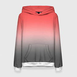 Толстовка-худи женская Бледный красно-серый градиент, цвет: 3D-белый