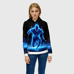 Толстовка-худи женская Спринтер в синем пламени, цвет: 3D-белый — фото 2