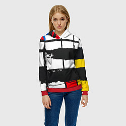 Толстовка-худи женская В стиле пита мондриана, цвет: 3D-красный — фото 2