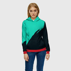 Толстовка-худи женская Color black light blue, цвет: 3D-красный — фото 2