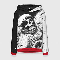 Толстовка-худи женская Скелет в космосе черно-белый, цвет: 3D-красный