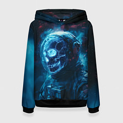 Толстовка-худи женская Скелет американского космонавта, цвет: 3D-черный